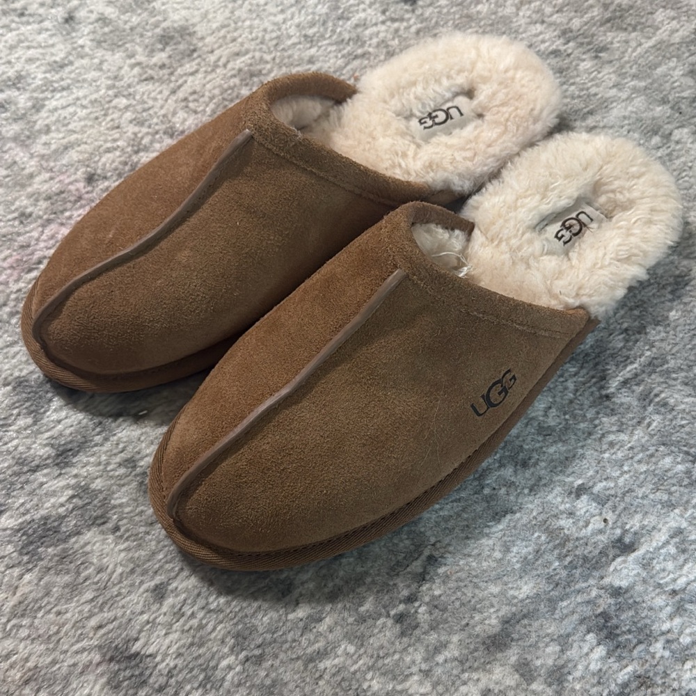 UGG Tan Suede Slippers with Cream Lining